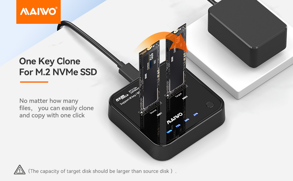 Station d'accueil Maiwo K3016CL SATA et SSD NVMe - USB 3.1 Gen2 - M-Key et  B+M Key 